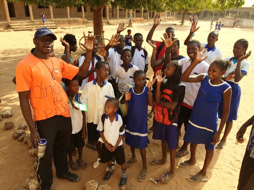 Nicholas Kujabi Deaf Teacher and deaf pupils at Unit at St Josephs School Basse